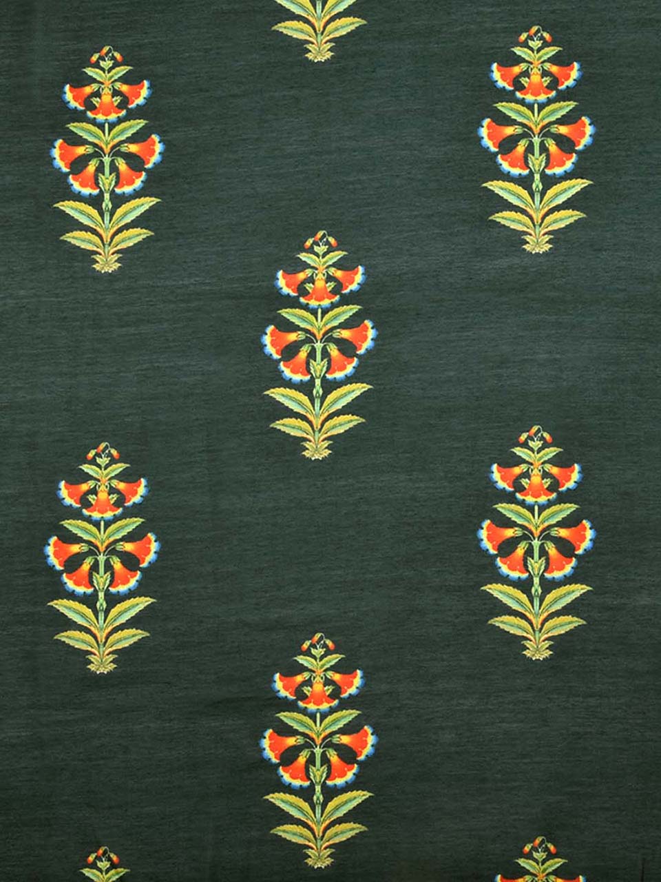 Printed Dark Green & Multicoloured Silk Dupatta freeshipping - Dupatta Bazaar
