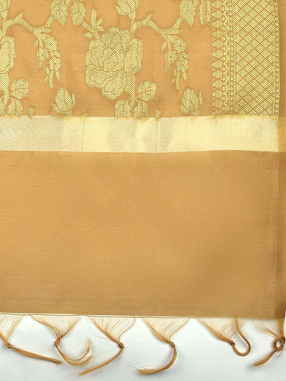 Banarasi Gold Silk Dupatta with Floral Jaal freeshipping - Dupatta Bazaar