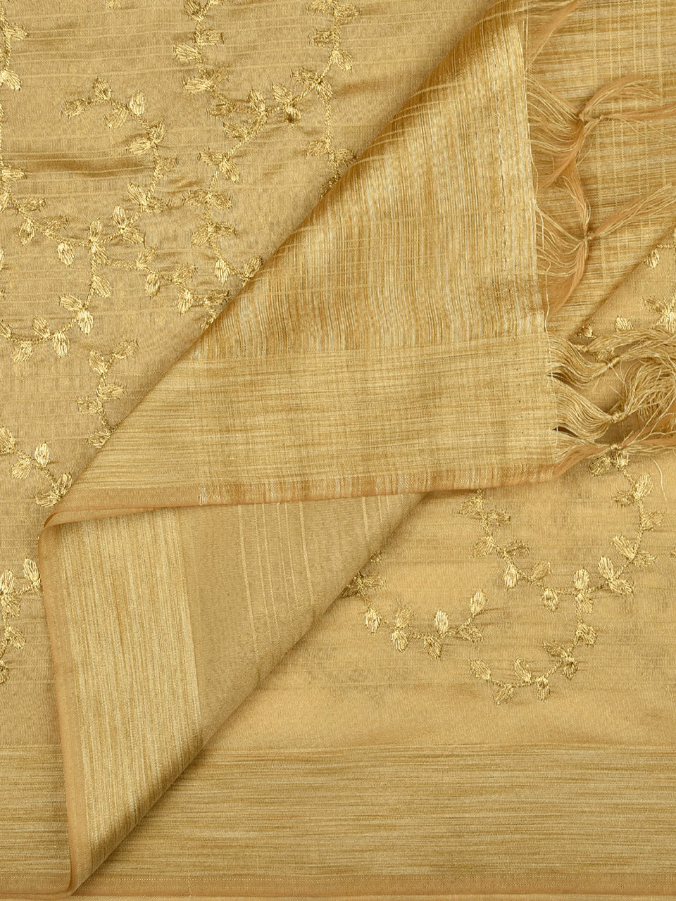 Embroidered Beige Blended Silk Dupatta. freeshipping - Dupatta Bazaar