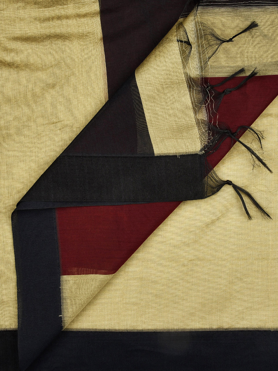 Chanderi Silk Dupatta with Black & Maroon Border freeshipping - Dupatta Bazaar