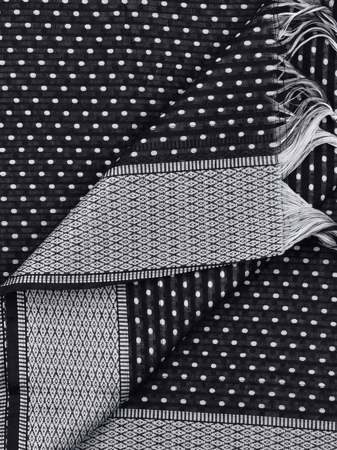 Woven Black & White Cotton Chanderi Dupatta freeshipping - Dupatta Bazaar