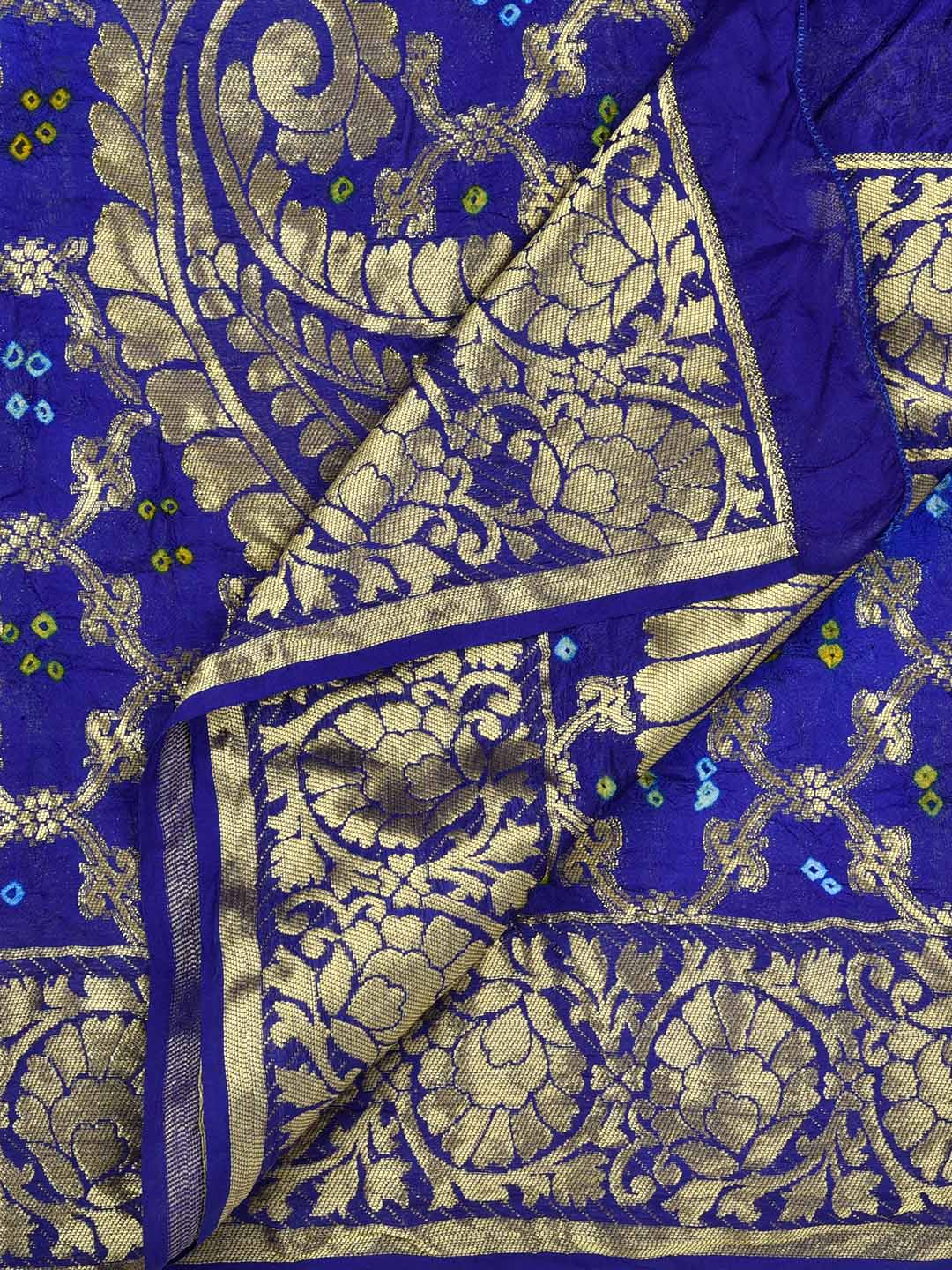 Shaded Blue Banarasi Bandhej Gharchola Silk Dupatta freeshipping - Dupatta Bazaar
