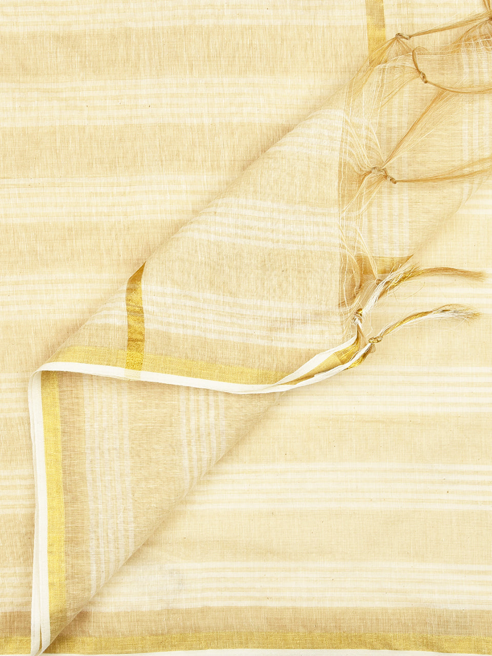 Striped Beige Cotton Dupatta. freeshipping - Dupatta Bazaar