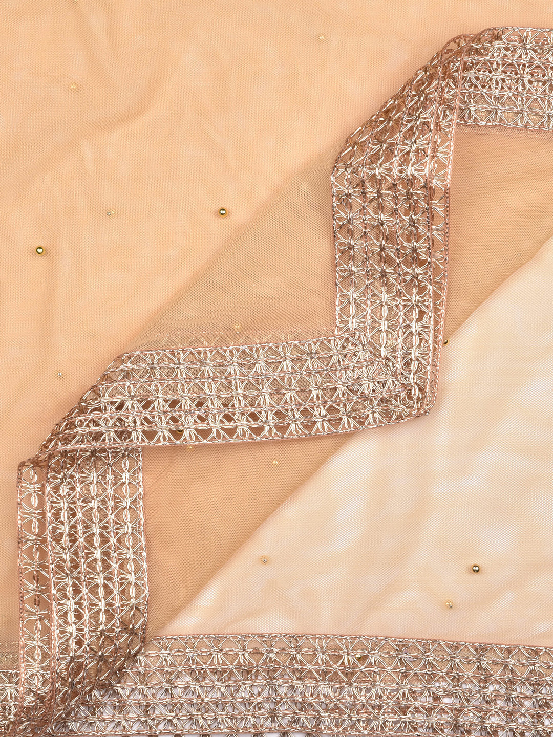 Dupatta Bazaar Woman's Embellished Gold Net Dupatta - Dupatta Bazaar