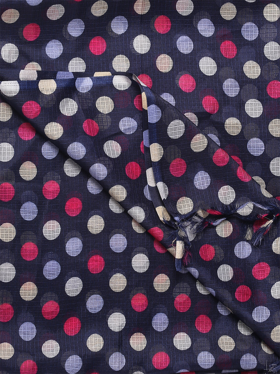 Polka Digital Printed Navy Blue & Pink Kota Doria Dupatta freeshipping - Dupatta Bazaar
