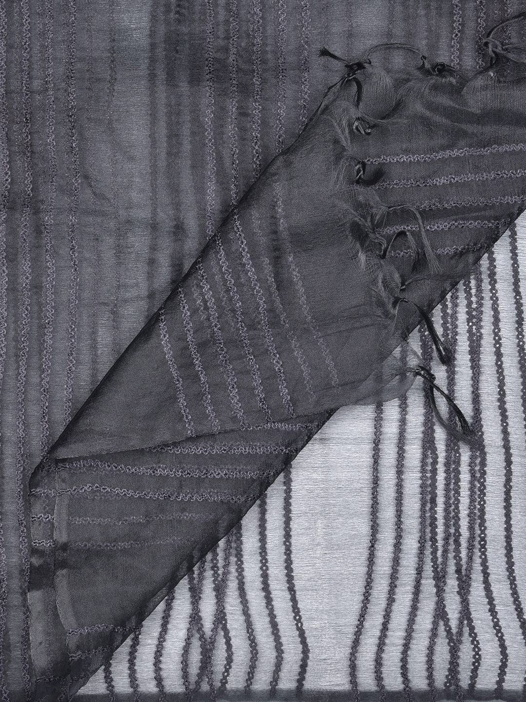 Dupatta Bazaar Woman's Woven Black Organza Dupatta - Dupatta Bazaar