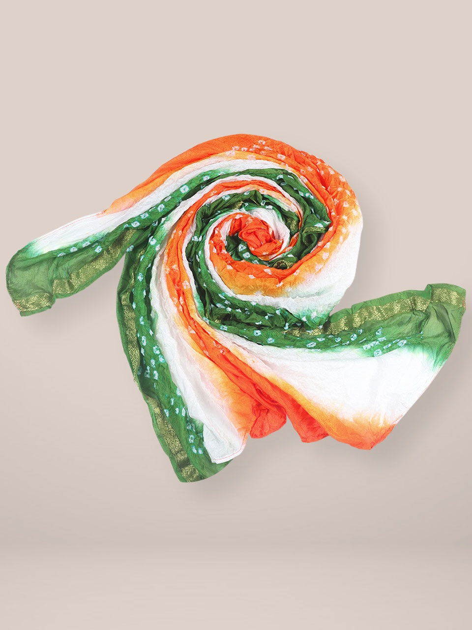 Tri Colour Tiranga Bandhini Silk Dupatta Stole 2meters(Independence Day/Republic Day) freeshipping - Dupatta Bazaar