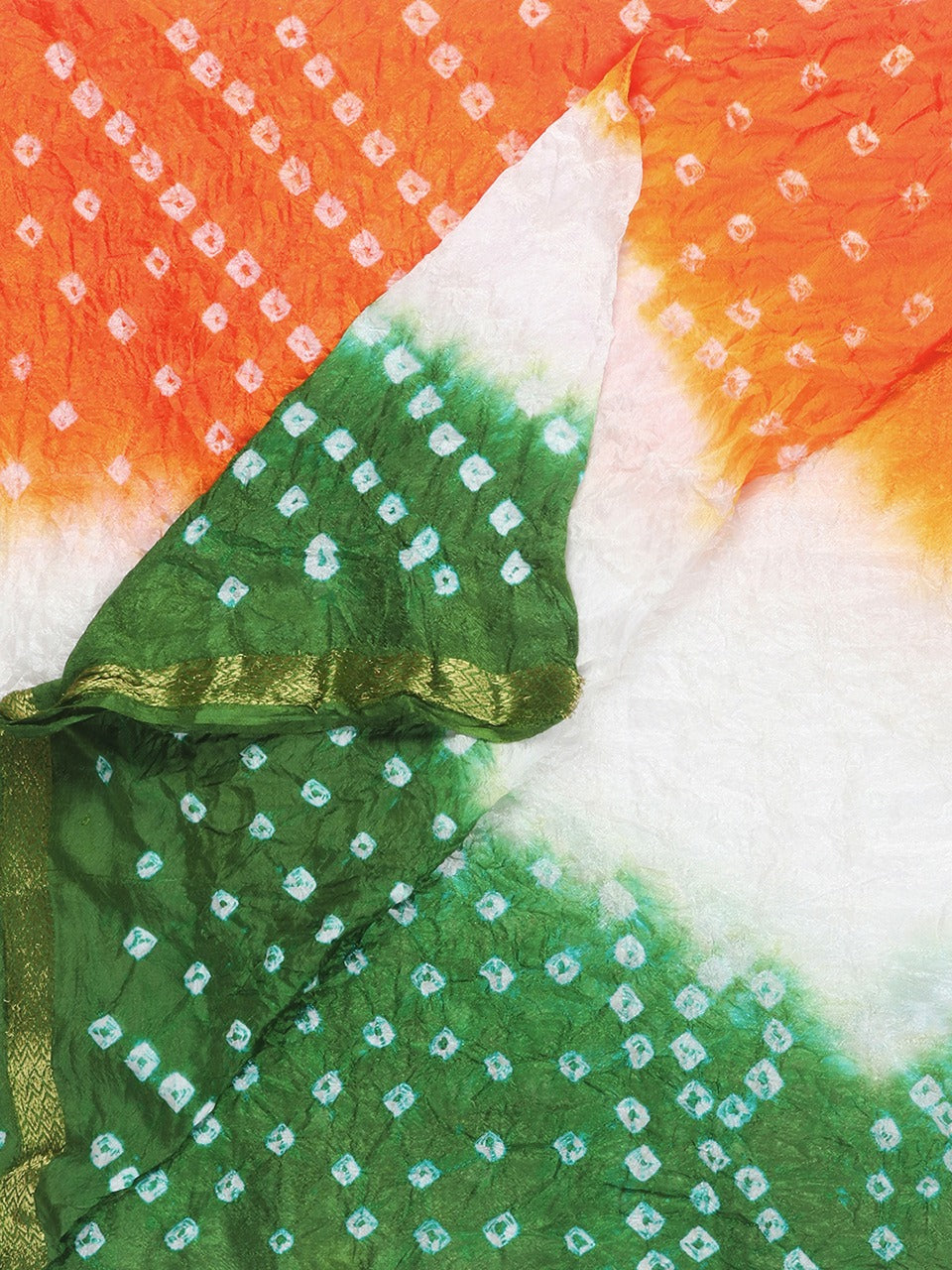 Tri Colour Tiranga Bandhini Silk Dupatta Stole 2meters(Independence Day/Republic Day) freeshipping - Dupatta Bazaar