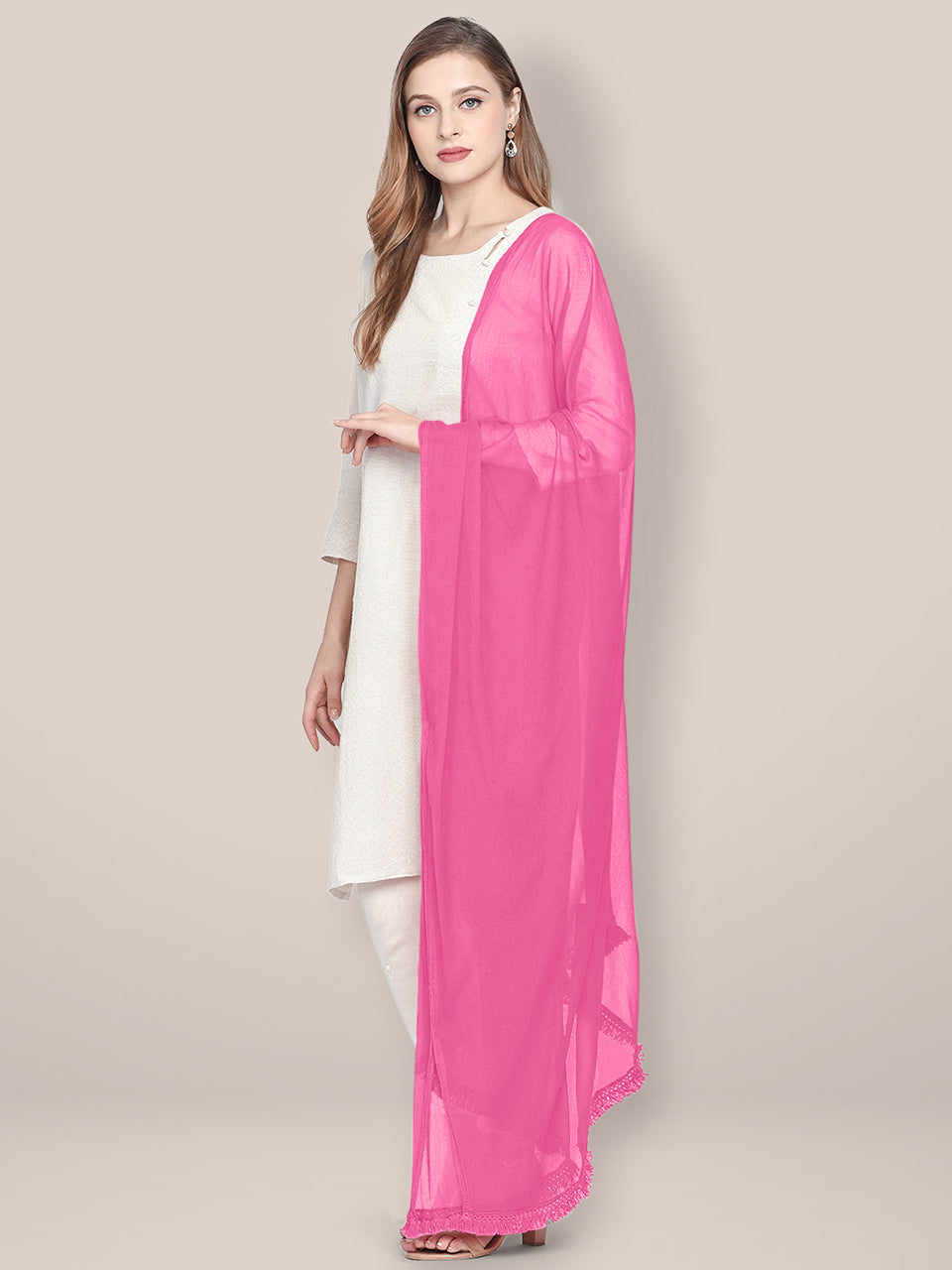 Baby Pink Chiffon Dupatta freeshipping - Dupatta Bazaar