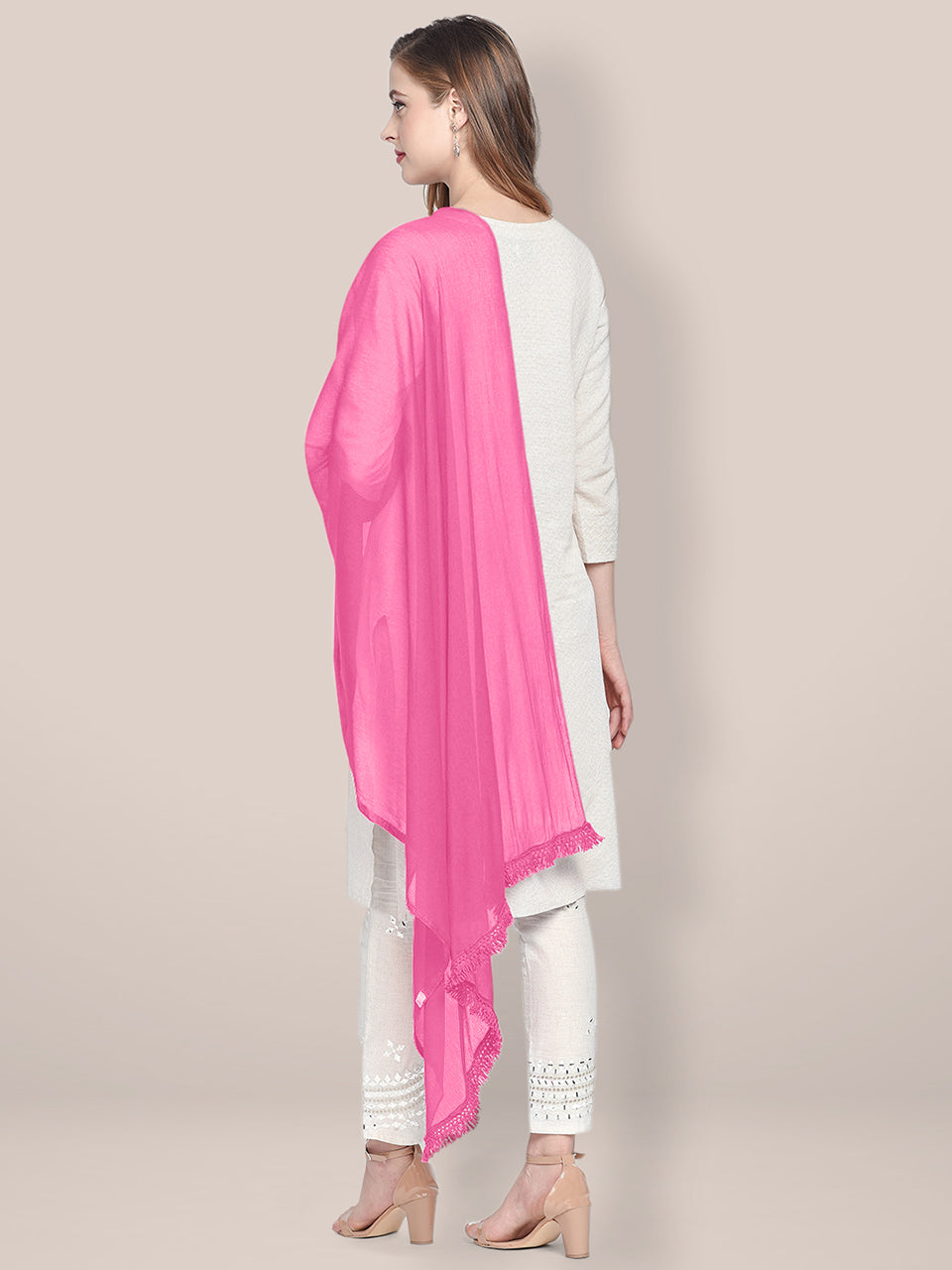 Baby Pink Chiffon Dupatta freeshipping - Dupatta Bazaar