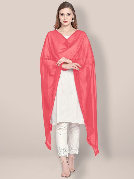Coral Chiffon Dupatta freeshipping - Dupatta Bazaar