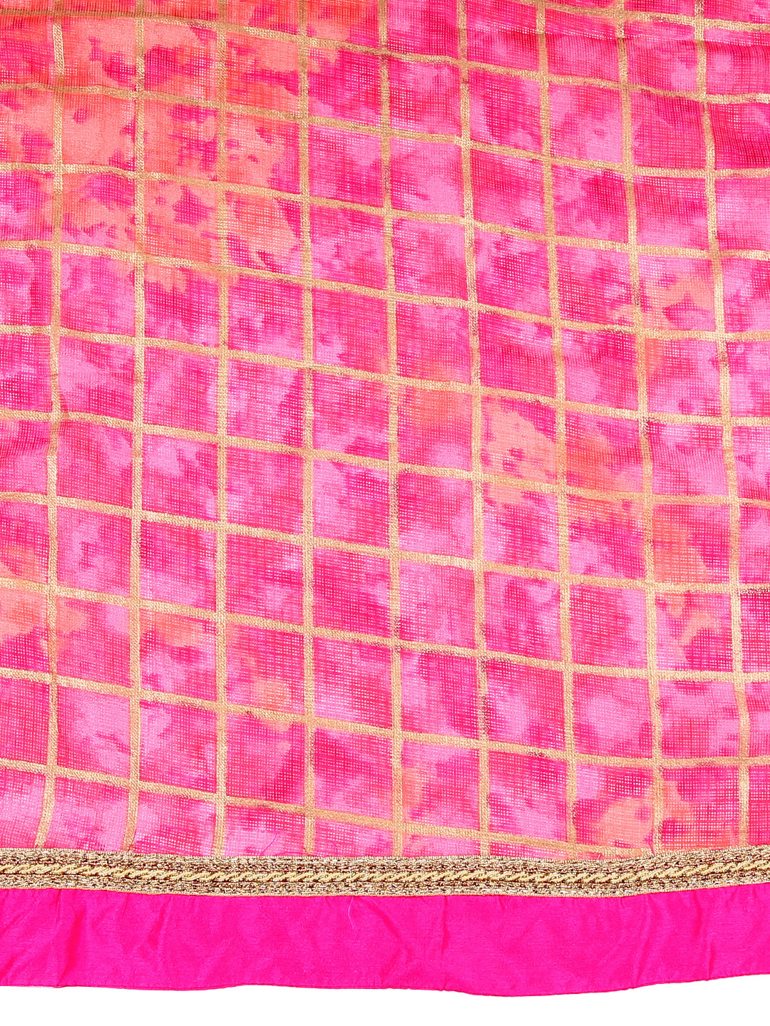 Dupatta Bazaar Women's Pink Gold Kota Doria Dupatta - Dupatta Bazaar