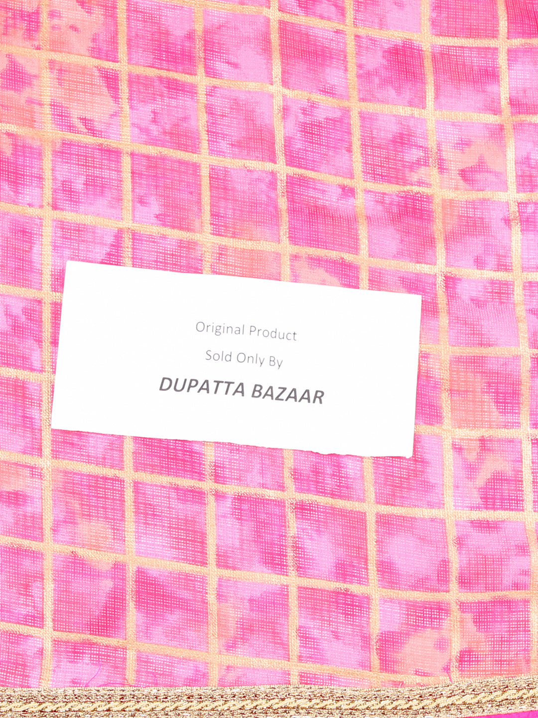 Dupatta Bazaar Women's Pink Gold Kota Doria Dupatta - Dupatta Bazaar