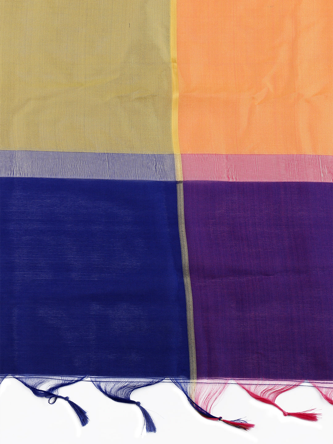 Dupatta Bazaar Woman's Multicoloured Checkered Banarasi Silk Dupatta - Dupatta Bazaar