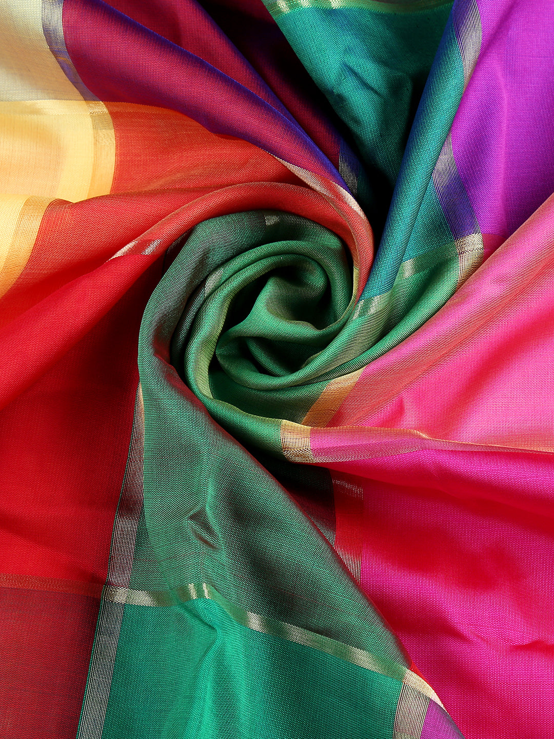 Dupatta Bazaar Woman's Multicoloured Checkered Banarasi Silk Dupatta - Dupatta Bazaar
