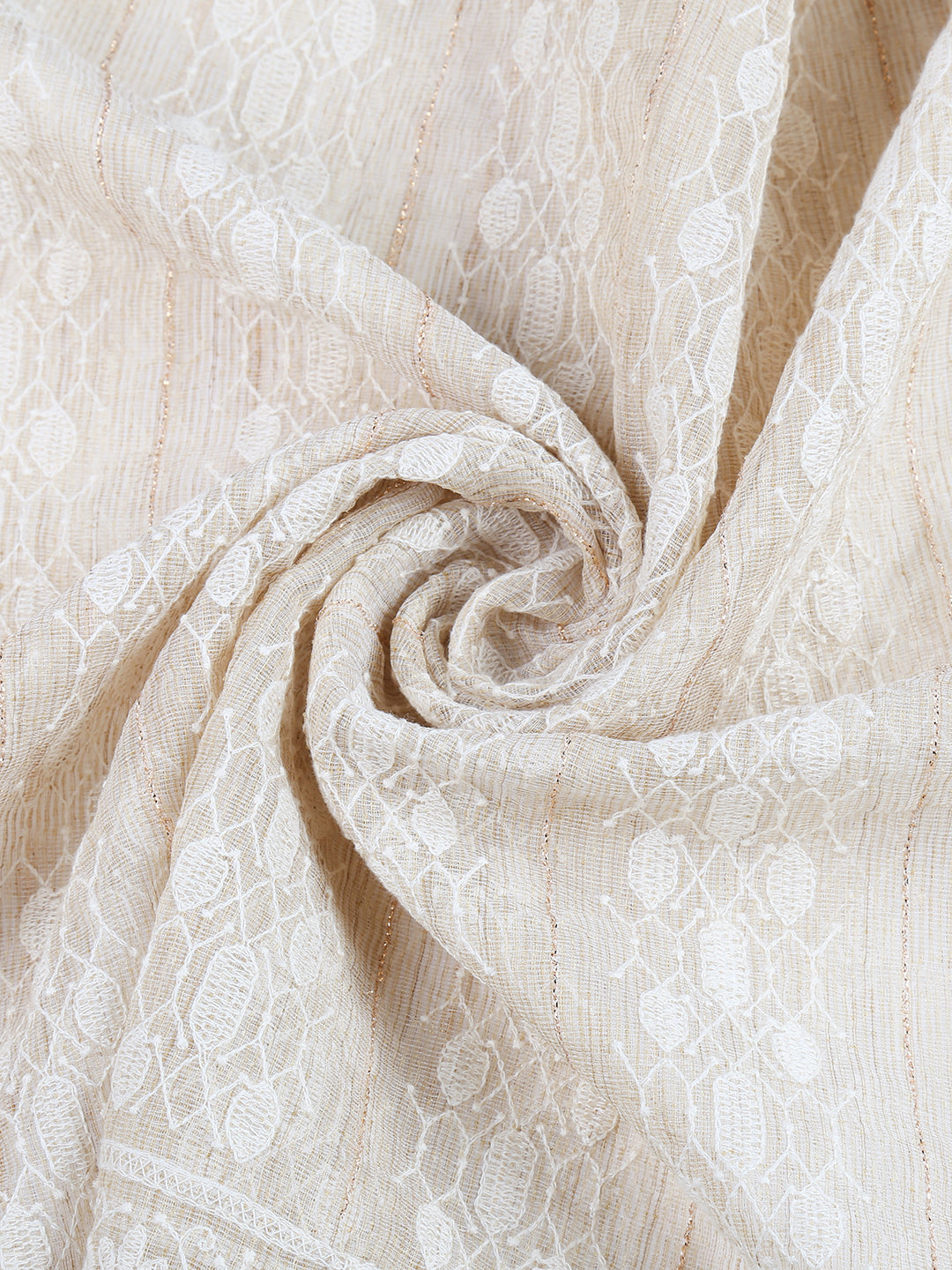 Dupatta Bazaar Woman's Ivory Dupatta with Lucknowi Embroidery. - Dupatta Bazaar