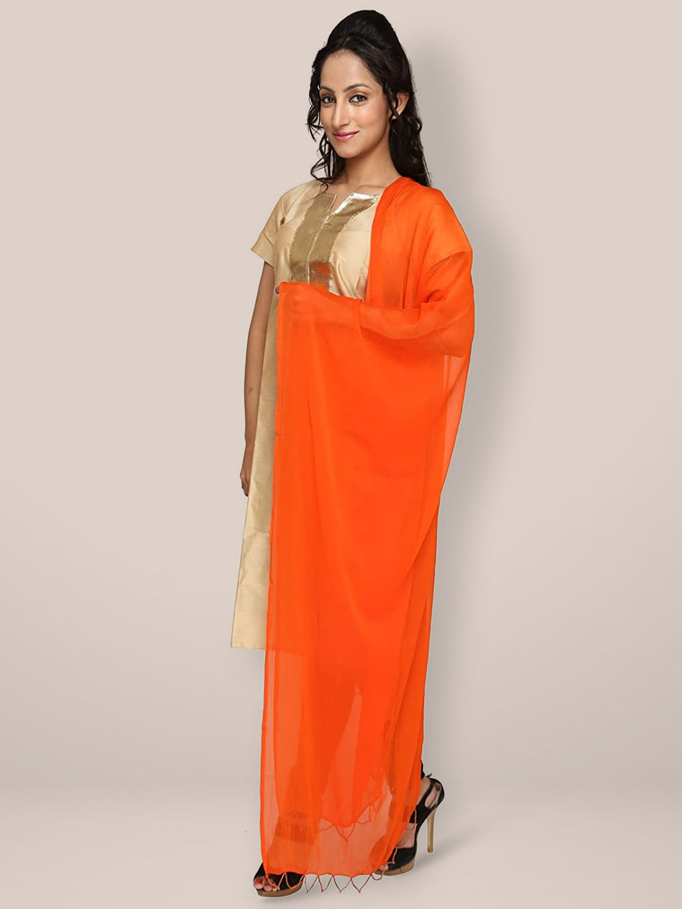 Orange Chiffon Dupatta - Dupatta Bazaar