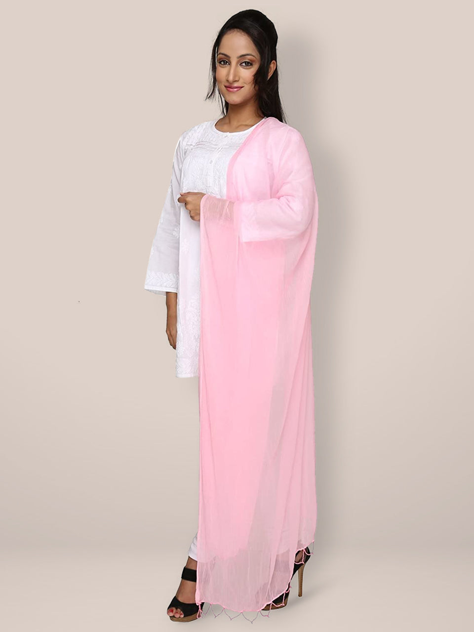 Pink Chiffon Dupatta - Dupatta Bazaar