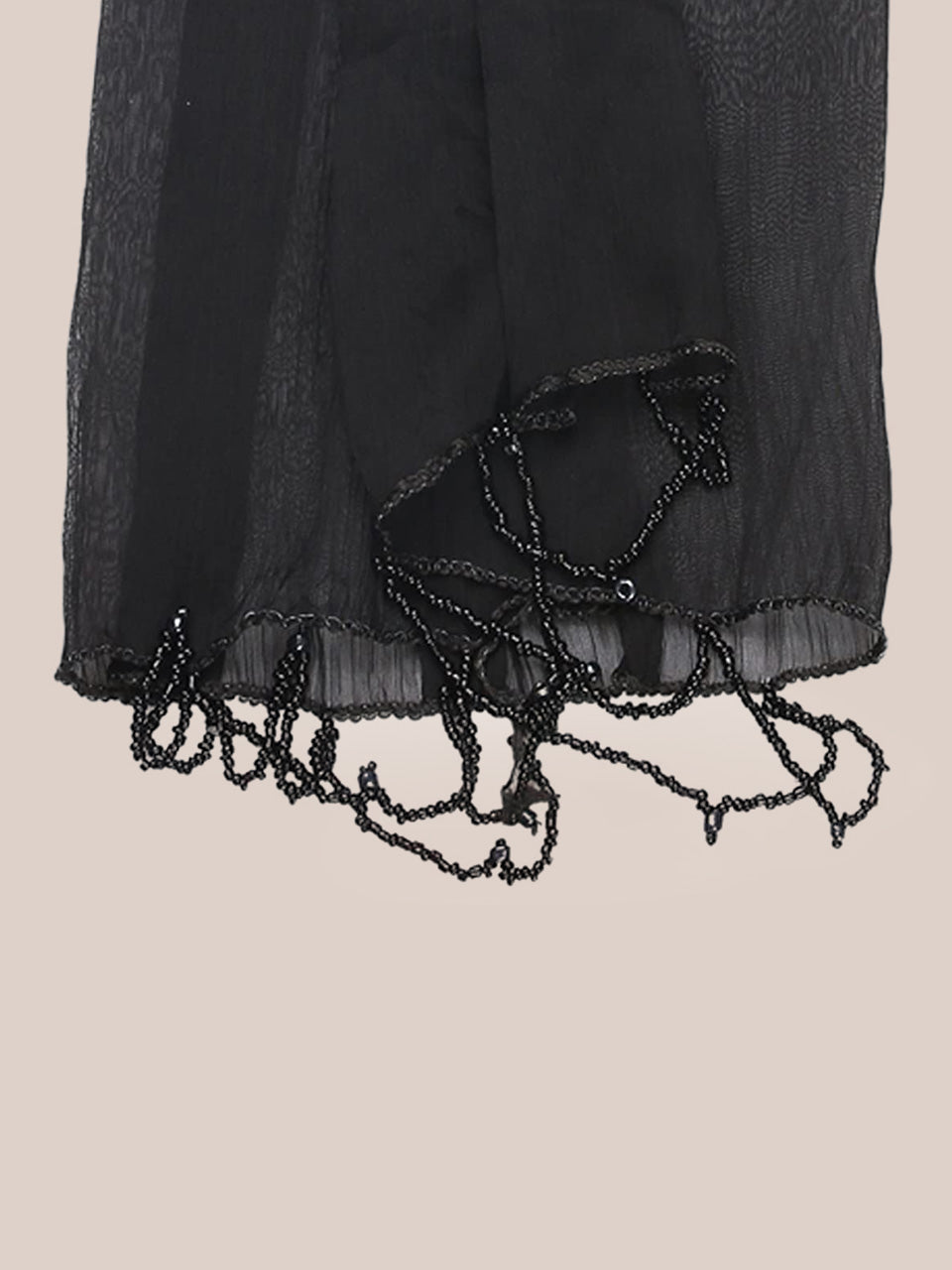 Black Chiffon Beaded Lace Dupatta freeshipping - Dupatta Bazaar