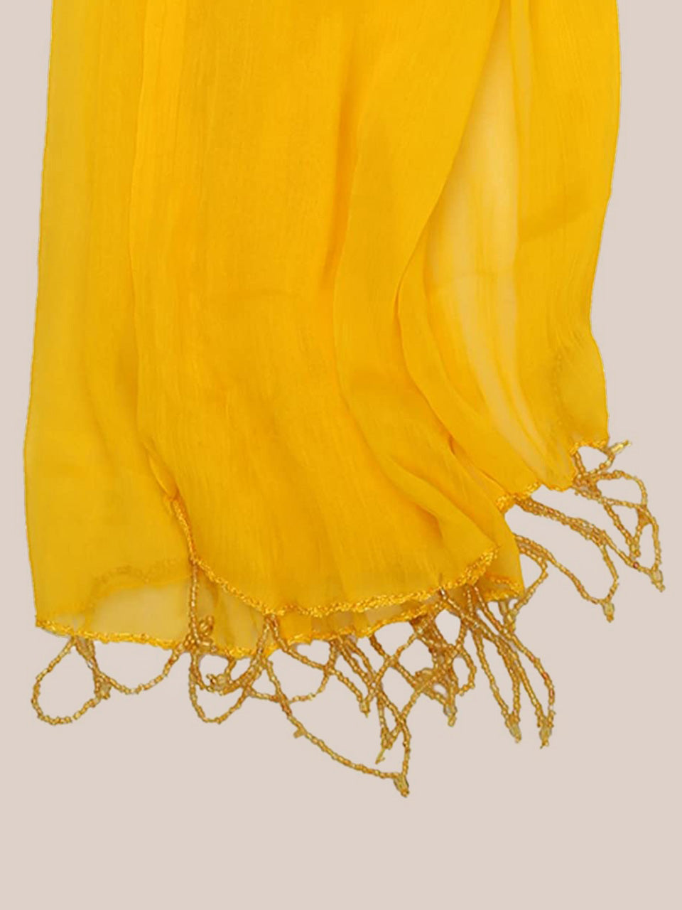 Yellow Chiffon Beaded Lace Dupatta freeshipping - Dupatta Bazaar