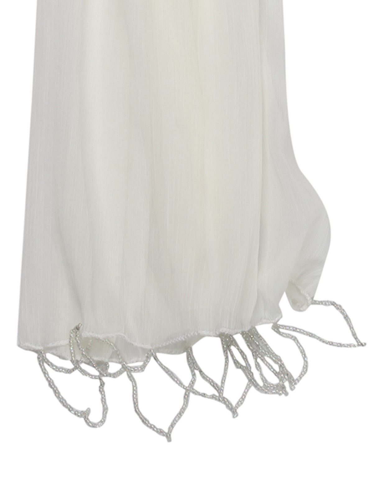 Off White Chiffon Beaded Lace Dupatta - Dupatta Bazaar