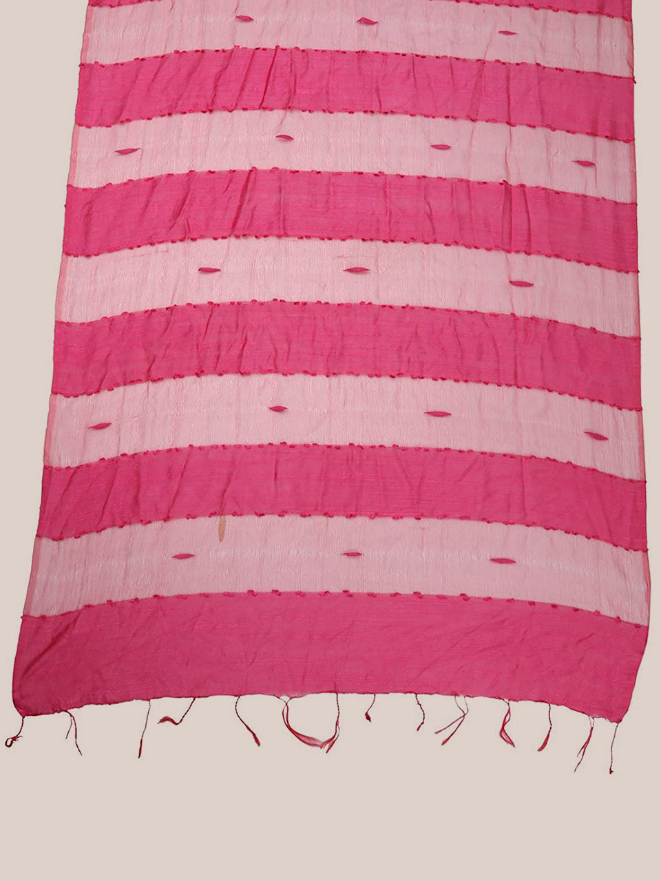 Pink Stripped Cotton Dupatta freeshipping - Dupatta Bazaar