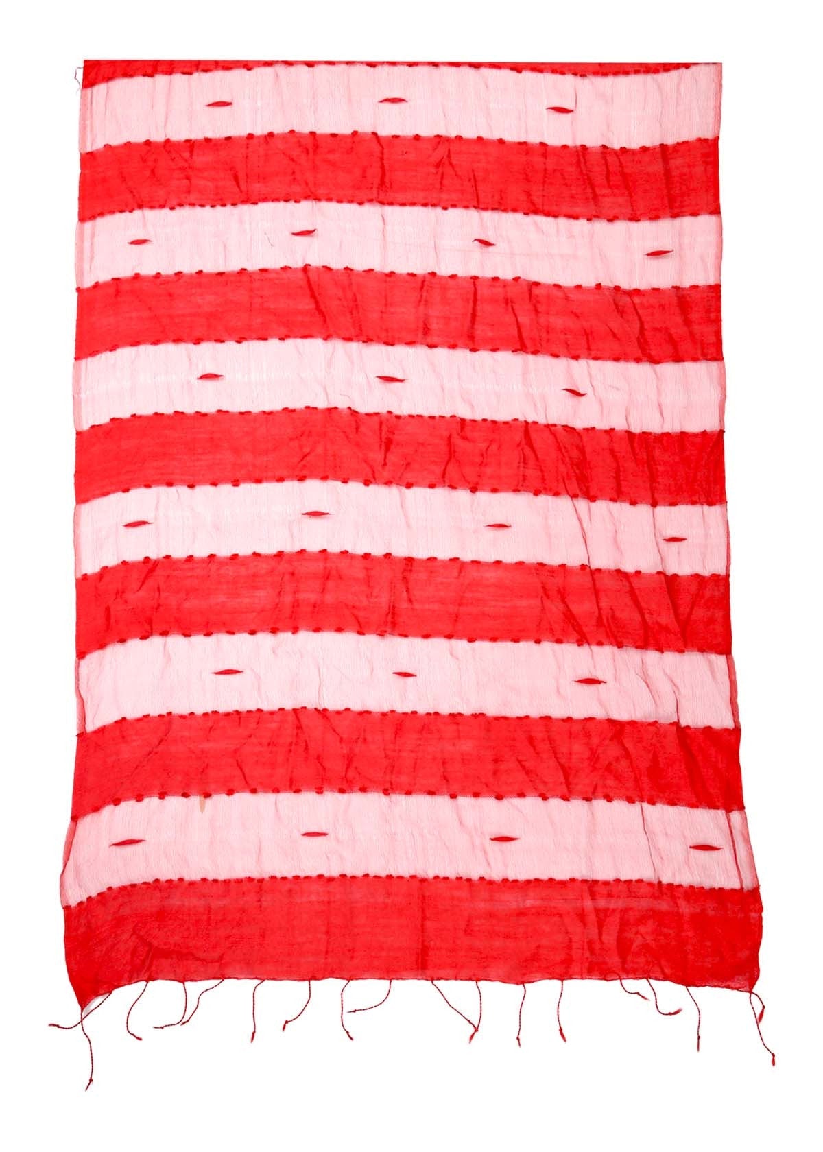 Red Stripped Cotton Dupatta - Dupatta Bazaar