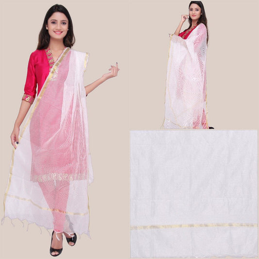 Off White Silk Dupatta freeshipping - Dupatta Bazaar
