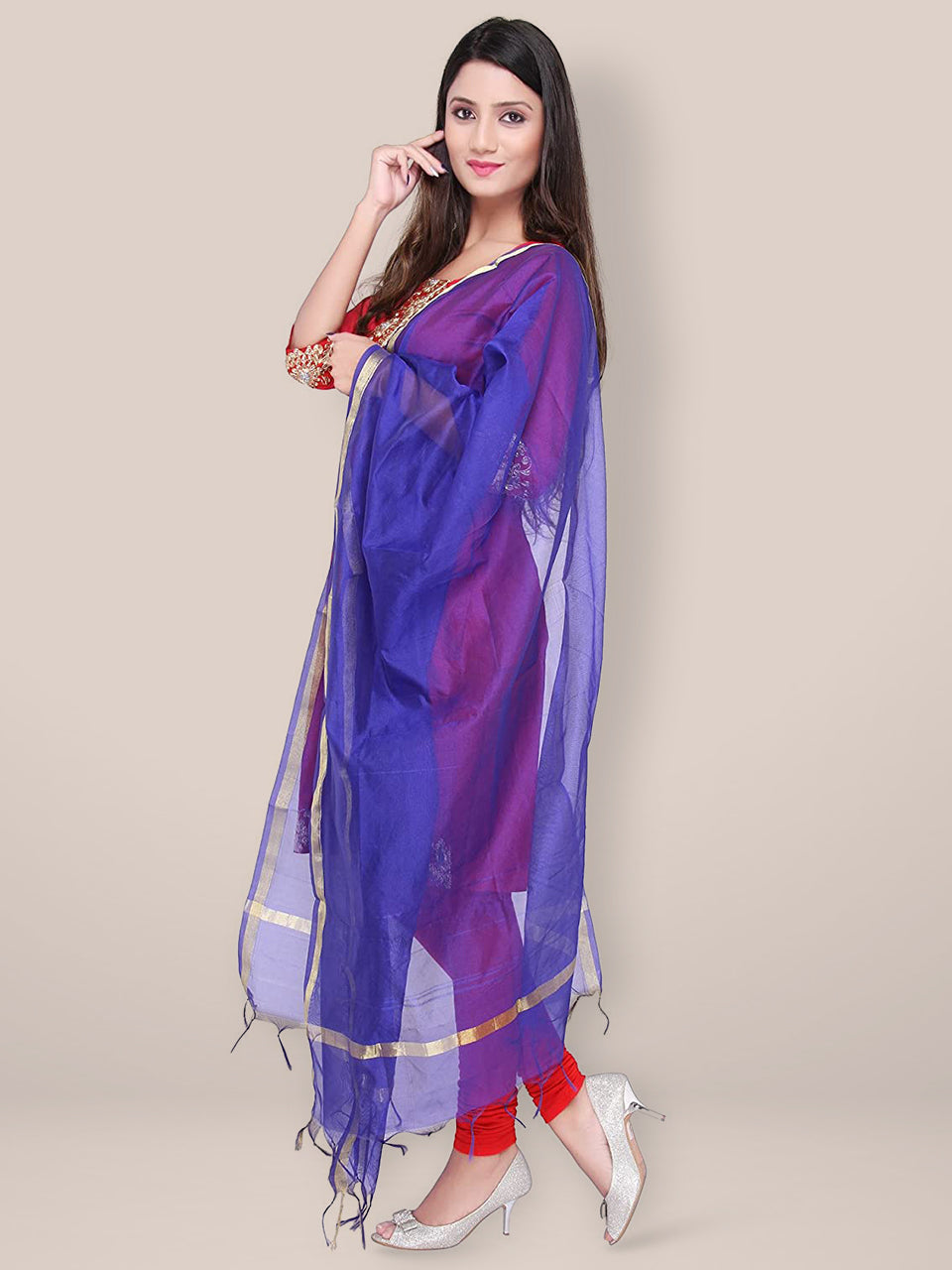 Blue Silk Dupatta freeshipping - Dupatta Bazaar