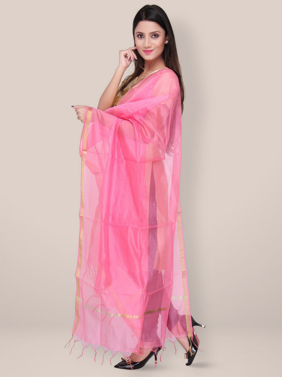 Pink Bleneded Silk Dupatta freeshipping - Dupatta Bazaar