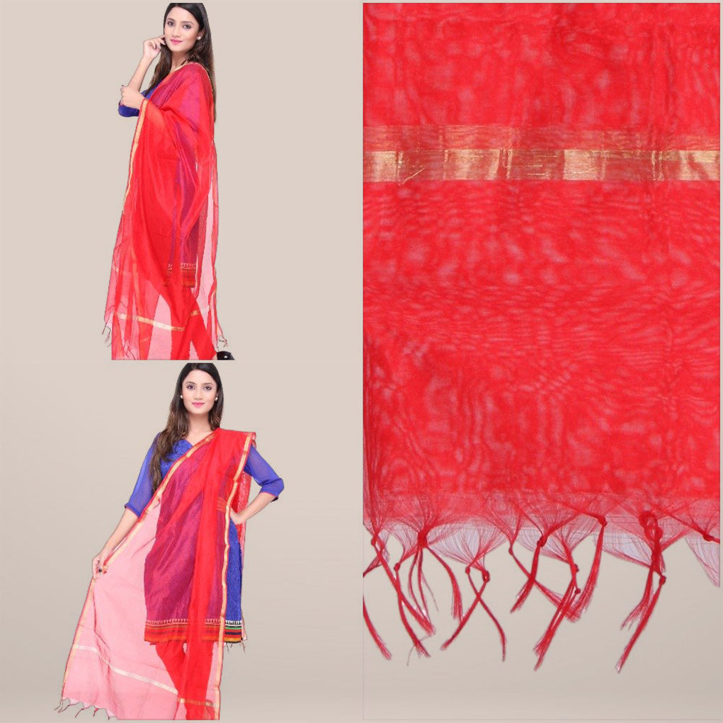 Red Silk Dupatta freeshipping - Dupatta Bazaar