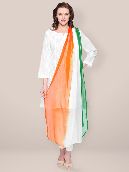 Republic Day Tiranga Tri Colour Chiffon Dupatta freeshipping - Dupatta Bazaar