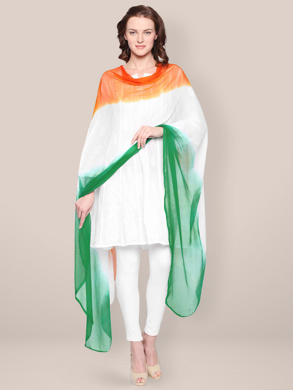 Republic Day Tiranga Tri Colour Chiffon Dupatta freeshipping - Dupatta Bazaar