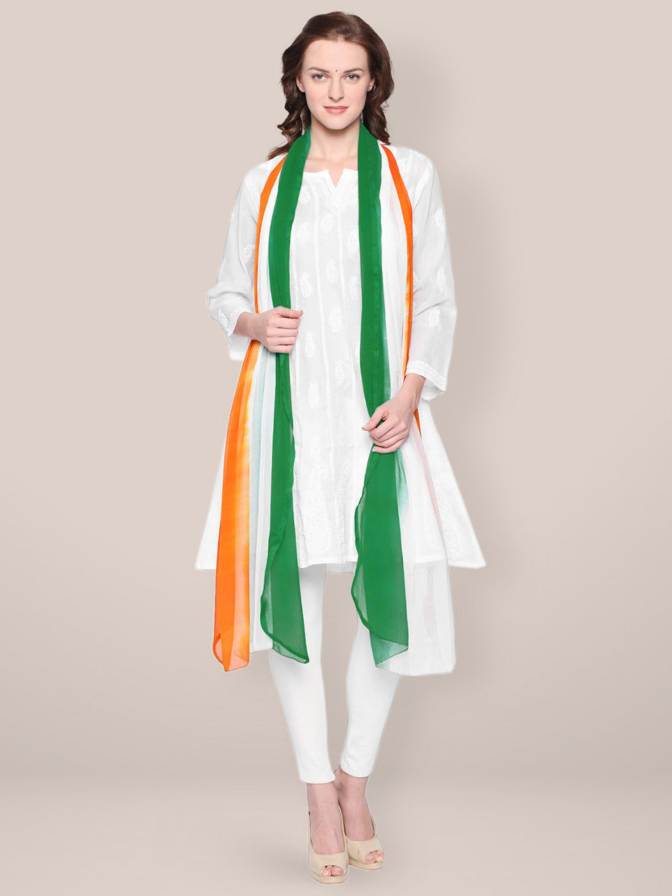 Republic Day Tiranga Tri Colour Chiffon Dupatta freeshipping - Dupatta Bazaar