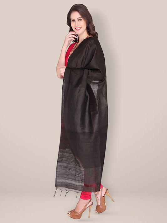 Black Silk  Solid Dupatta freeshipping - Dupatta Bazaar