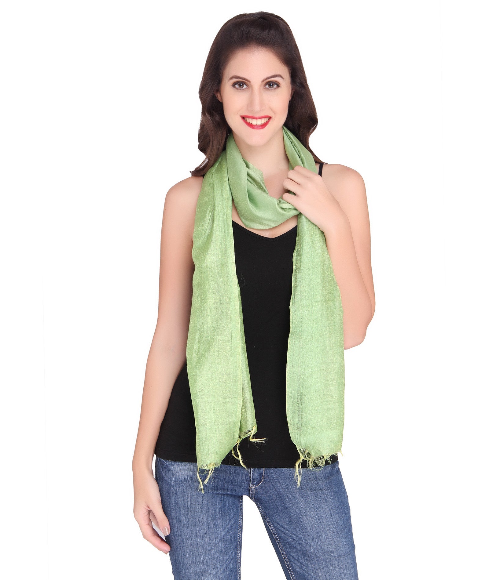 Light Green Solid Stole - Dupatta Bazaar