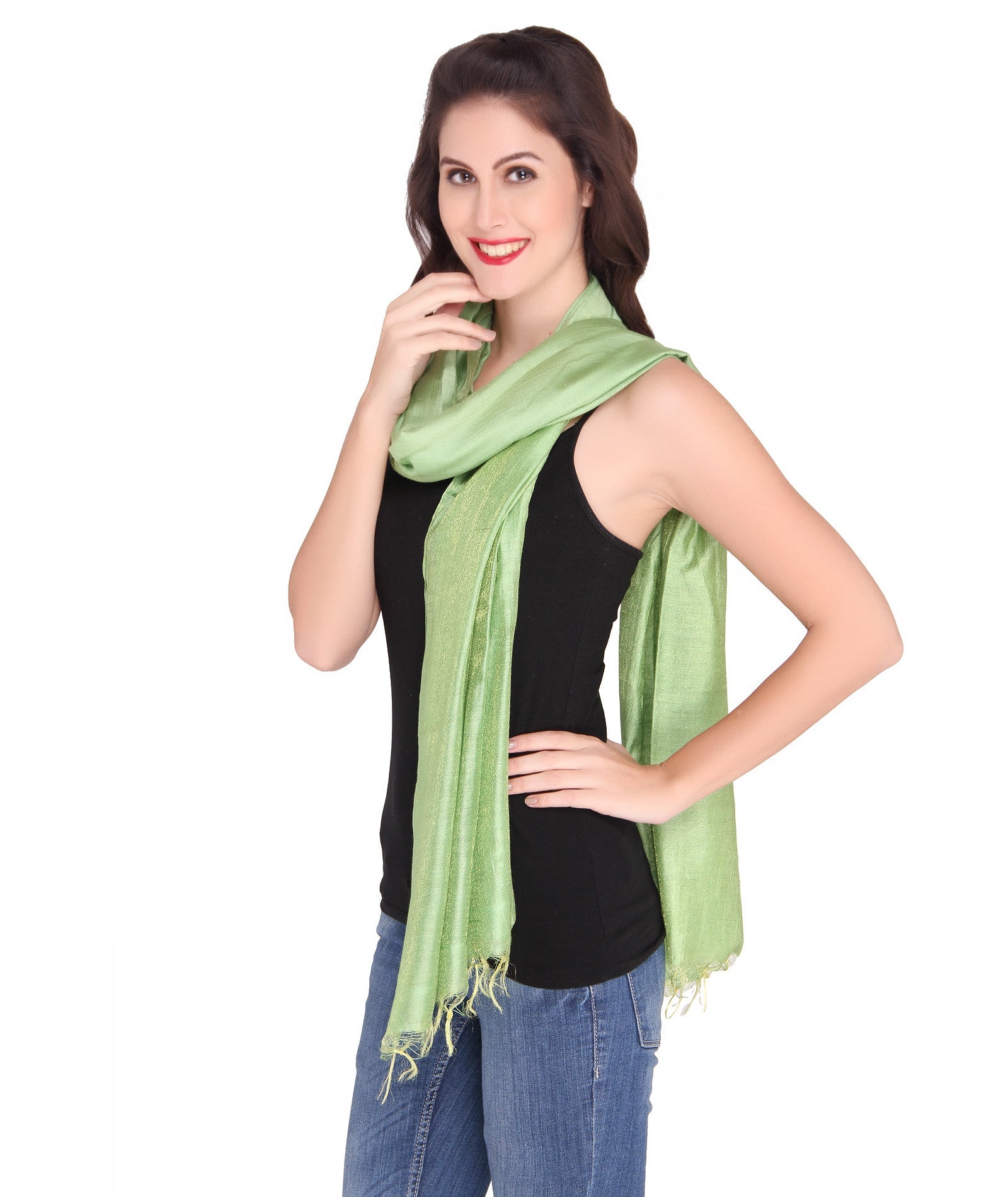 Light Green Solid Stole - Dupatta Bazaar