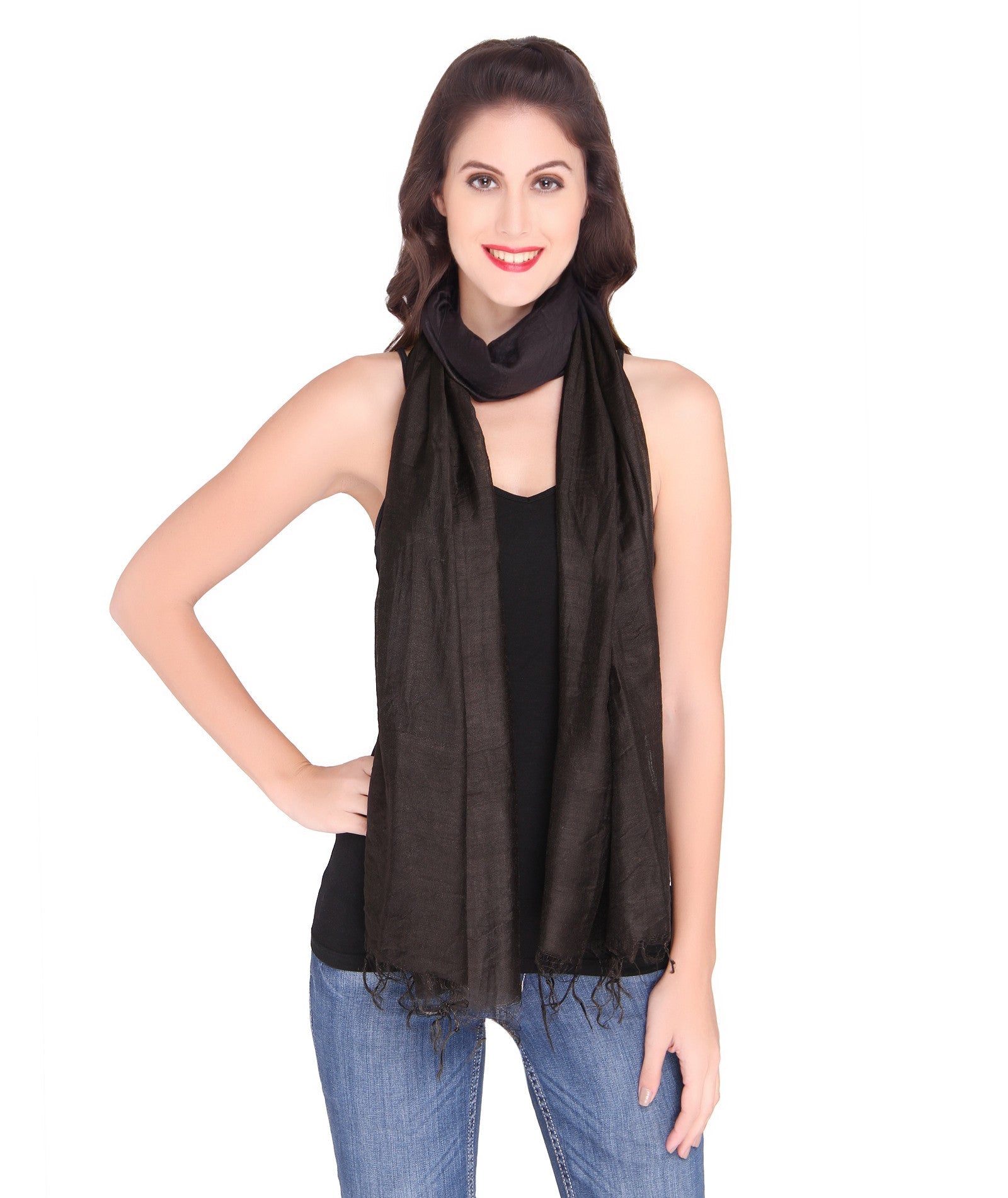 Black Blended Silk Dupattta - Dupatta Bazaar