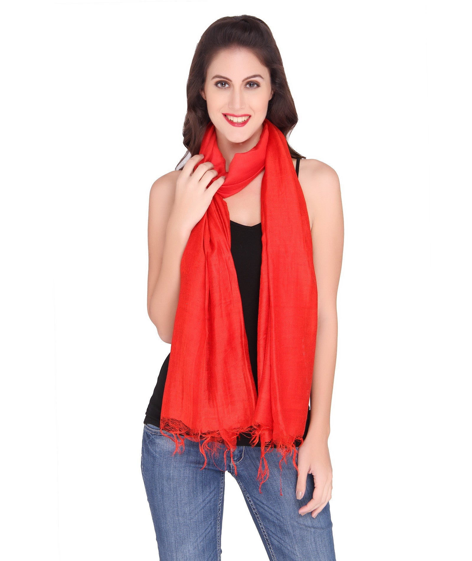 Red Blended Silk Dupatta - Dupatta Bazaar