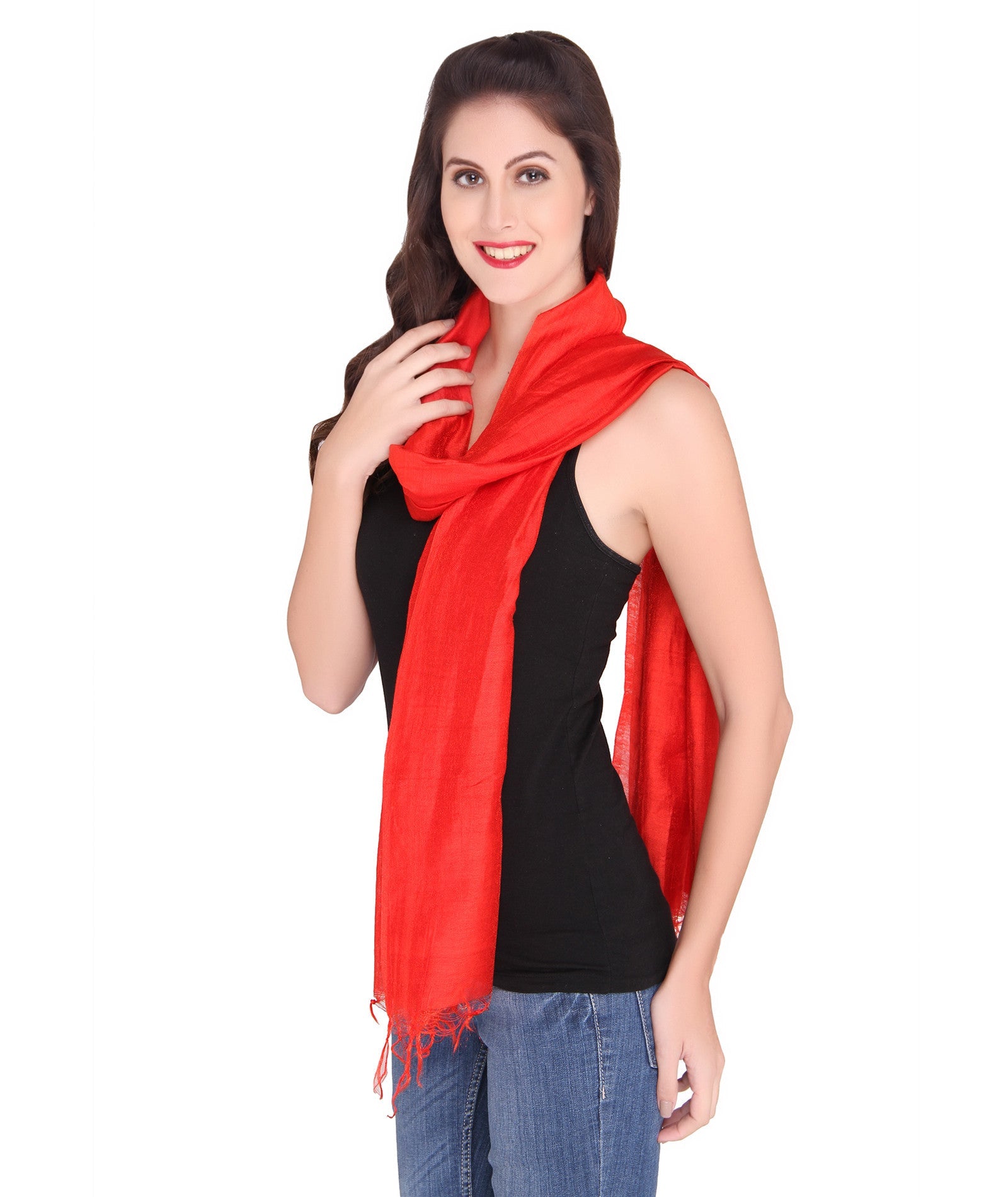 Red Blended Silk Dupatta - Dupatta Bazaar