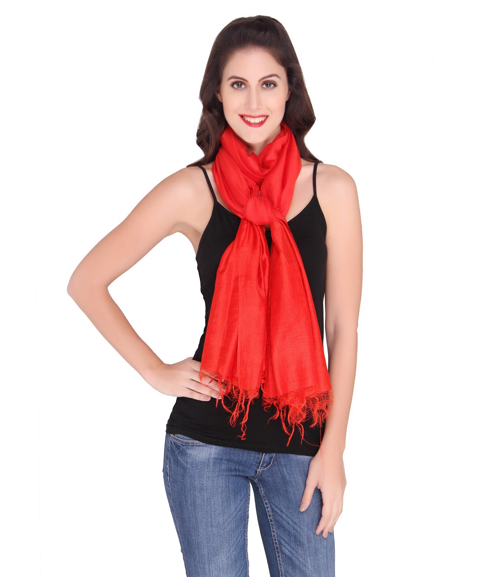 Red Blended Silk Dupatta - Dupatta Bazaar