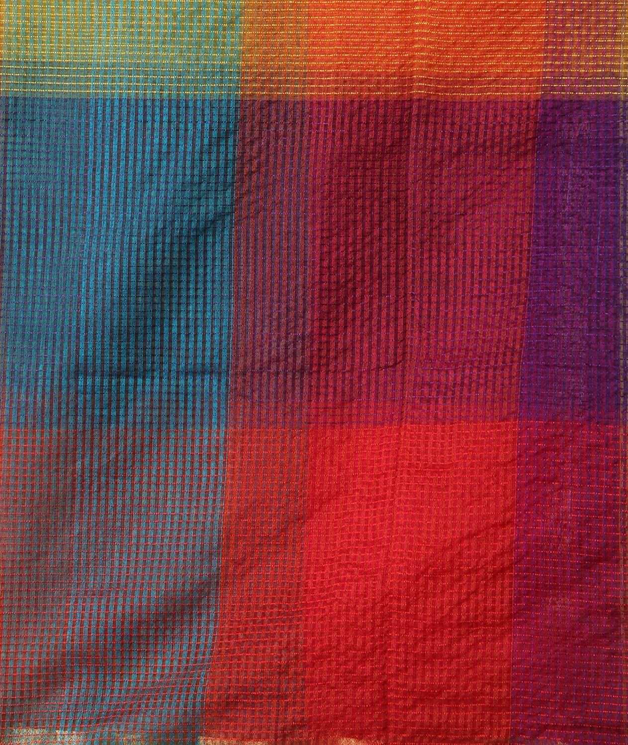 Multi Colour Checkered Blended Silk Dupatta freeshipping - Dupatta Bazaar