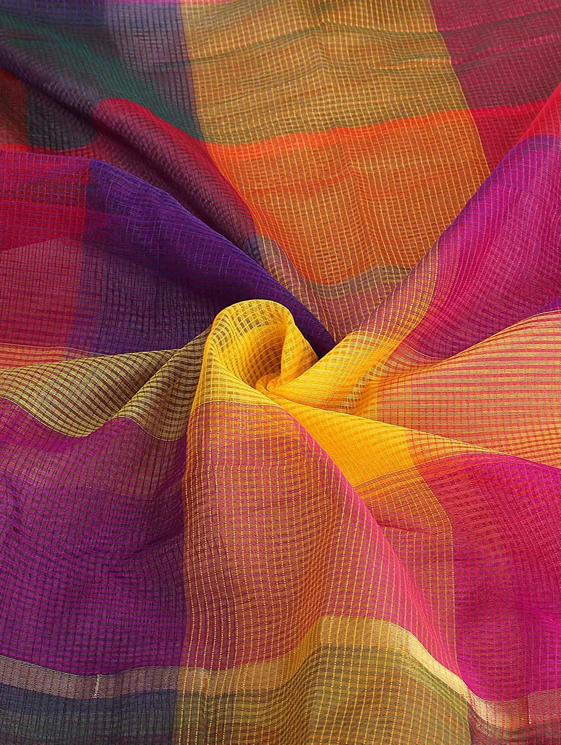 Multi Colour Checkered Blended Silk Dupatta freeshipping - Dupatta Bazaar