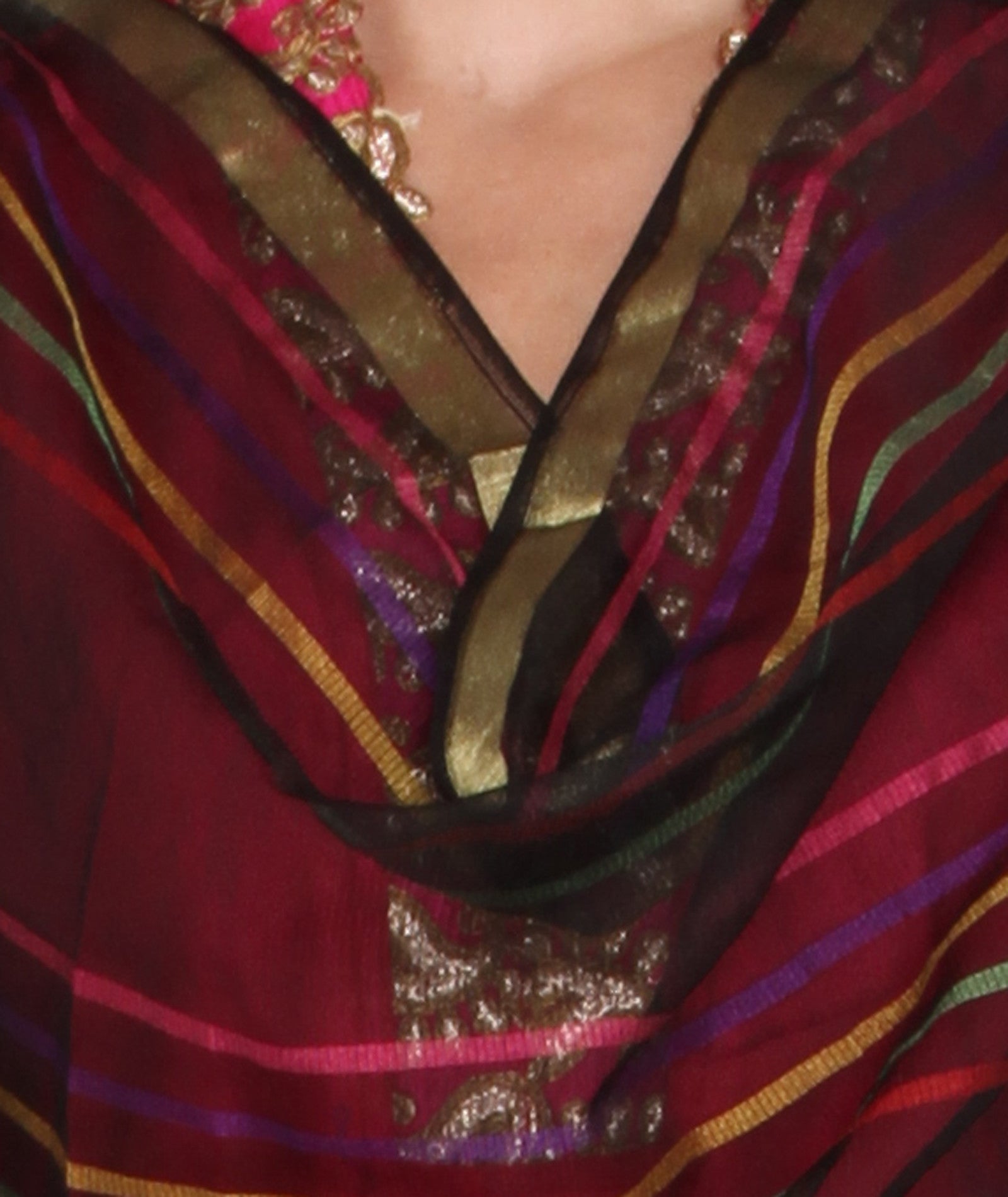 Multi Colour Stripes Silk Dupatta - Dupatta Bazaar