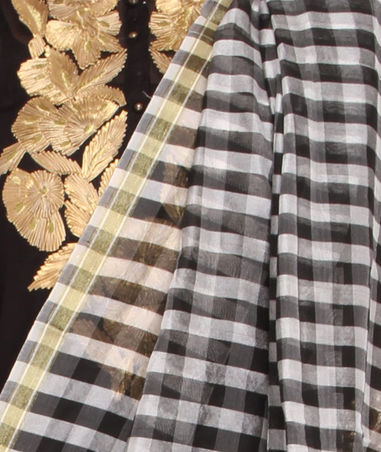 Black & White Checkered Silk Dupatta freeshipping - Dupatta Bazaar