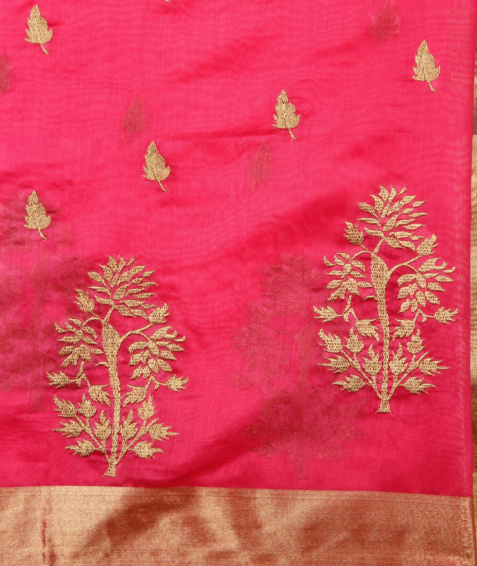 Pink Embroidered Silk Dupatta - Dupatta Bazaar