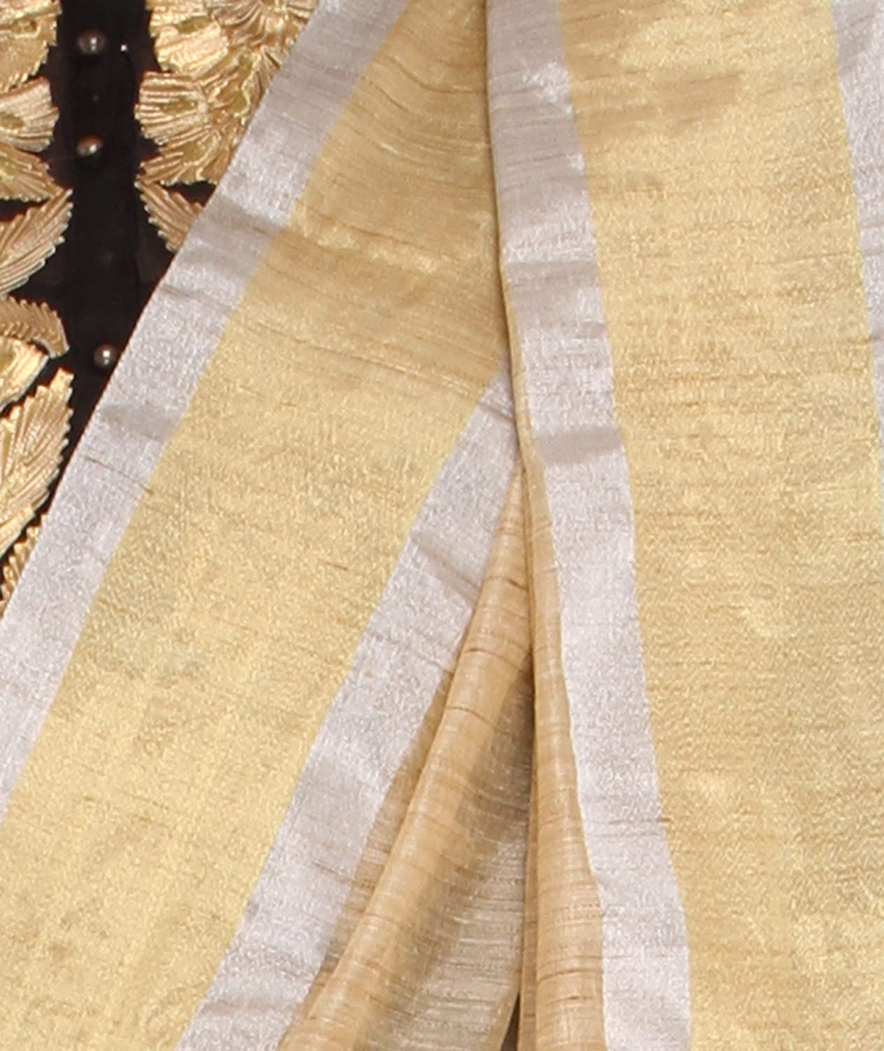 Gold Blended Silk Dupatta With Broad Border freeshipping - Dupatta Bazaar
