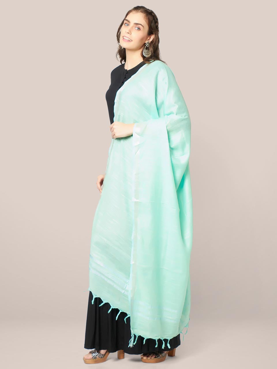 Plain Linen Multipurpose Sea Green Dupatta freeshipping - Dupatta Bazaar