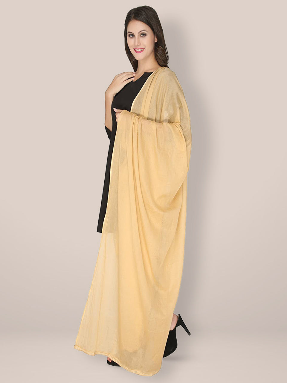 Beige Solid Cotton Dupatta freeshipping - Dupatta Bazaar