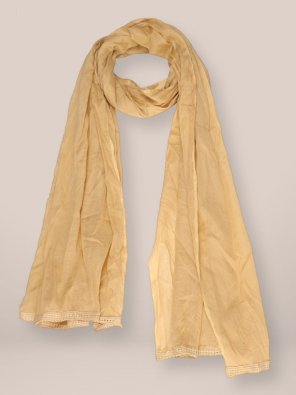 Beige Solid Cotton Dupatta freeshipping - Dupatta Bazaar